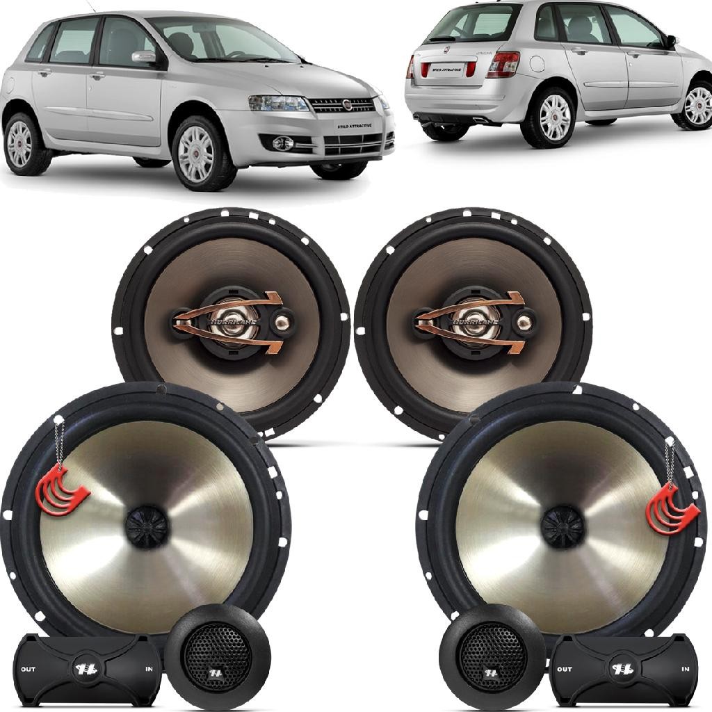 Kit Alto Falantes Dianteiros + Traseiros Fiat Stilo 2002 até 2012 - Hurricane Platino 640w em Oferta na Shopee