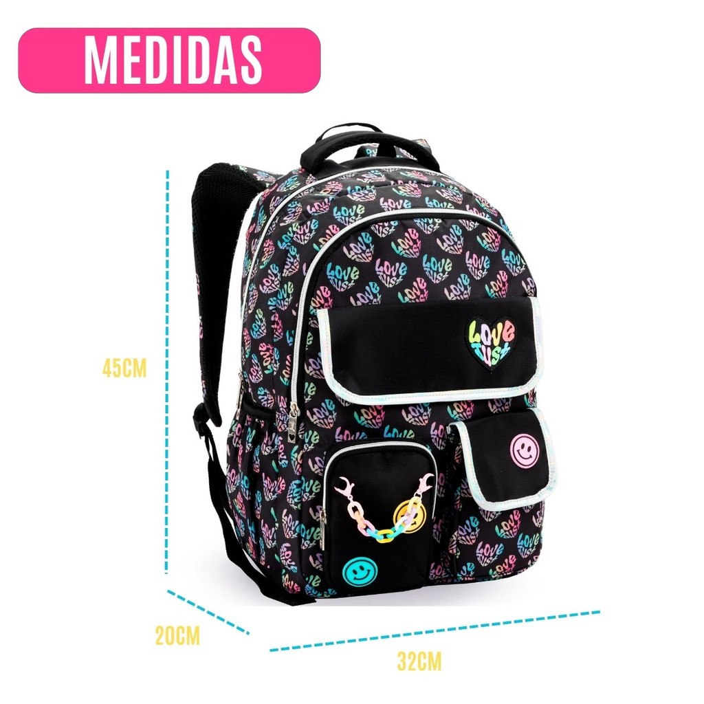 Mochila Escolar De Costas Juvenil Grande Reforçada Com Divisórias · foto 2