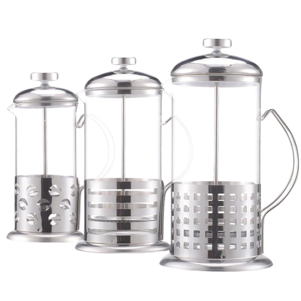 Cafeteira Prensa Francesa Gourmet Em Vidro E Aço Inox 350ml Café Profissional Prata Alta Qualidade