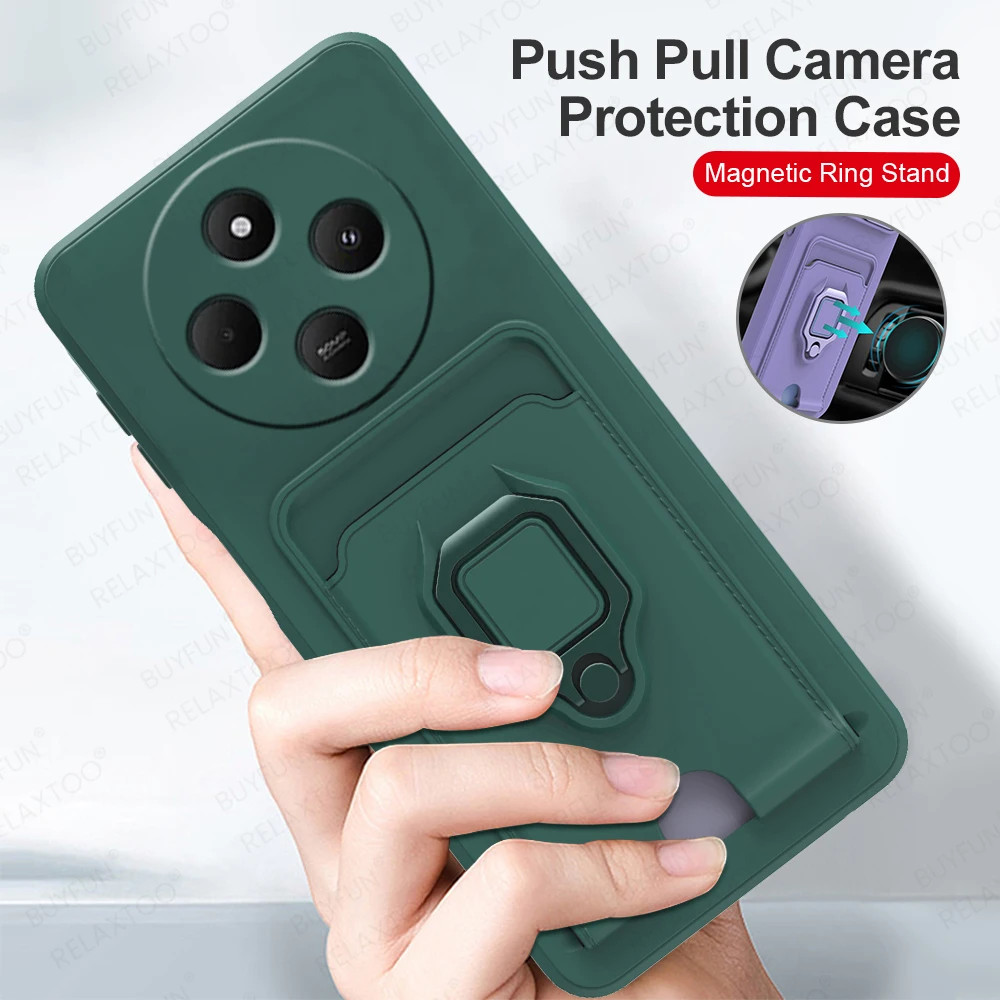 Para Xiaomi Redmi Note 14 14C 13 12 11 10 9 Pro Plus 10s Bolsa De Cartão Carteira TPU Capa Macia Redmi14C Anel De Suport