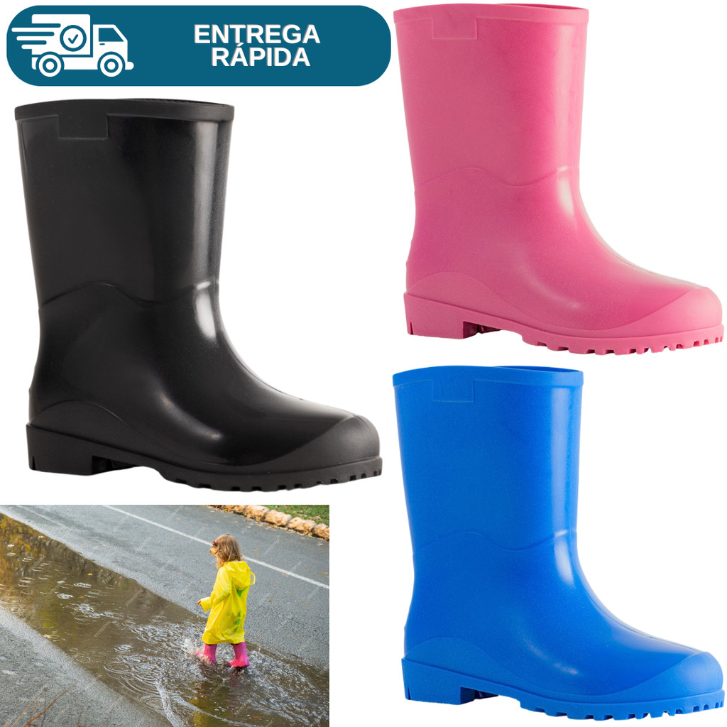 Bota Infantil Galocha Impermeavel Borracha Pvc Chuva Kids Leve Para Criança Menino Menina Epi em Oferta na Shopee