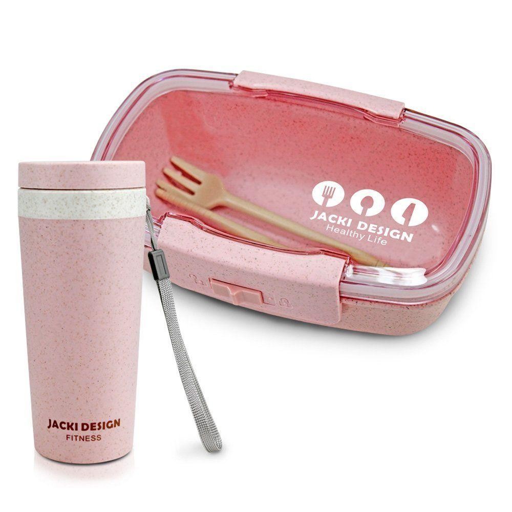 Conjunto Pote Marmita Ecológica 650ml E Copo Com Tampa 300ml Lifestyle Rosa - Home & Living