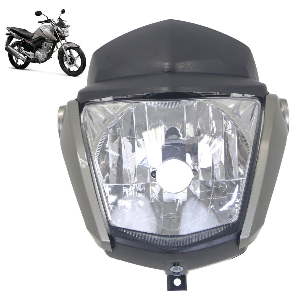 Kit Farol Dianteiro CG 160 Fan 2015 2016 Cinza Tornado 4 Peças Lente Lisa Acrílico