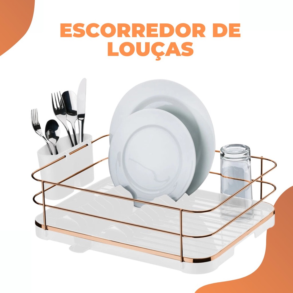 Detalhes do Escorredor de Loucas Pratos Talher Copos Com Bico de Escoamento Cozinha Branco Rose Cozinha Future