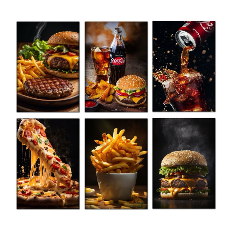 Quadro Decorativo Plaquinhas Lanchonete Lanches Comidas e Bebidas Decoração Food Churrascarias