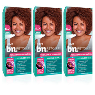 Kit Tonalizante  Marrom Chocolate 6.7 Sem Amônia 90g – Beleza Natural – Retoque Raiz(3 Unidades) em Oferta na Shopee