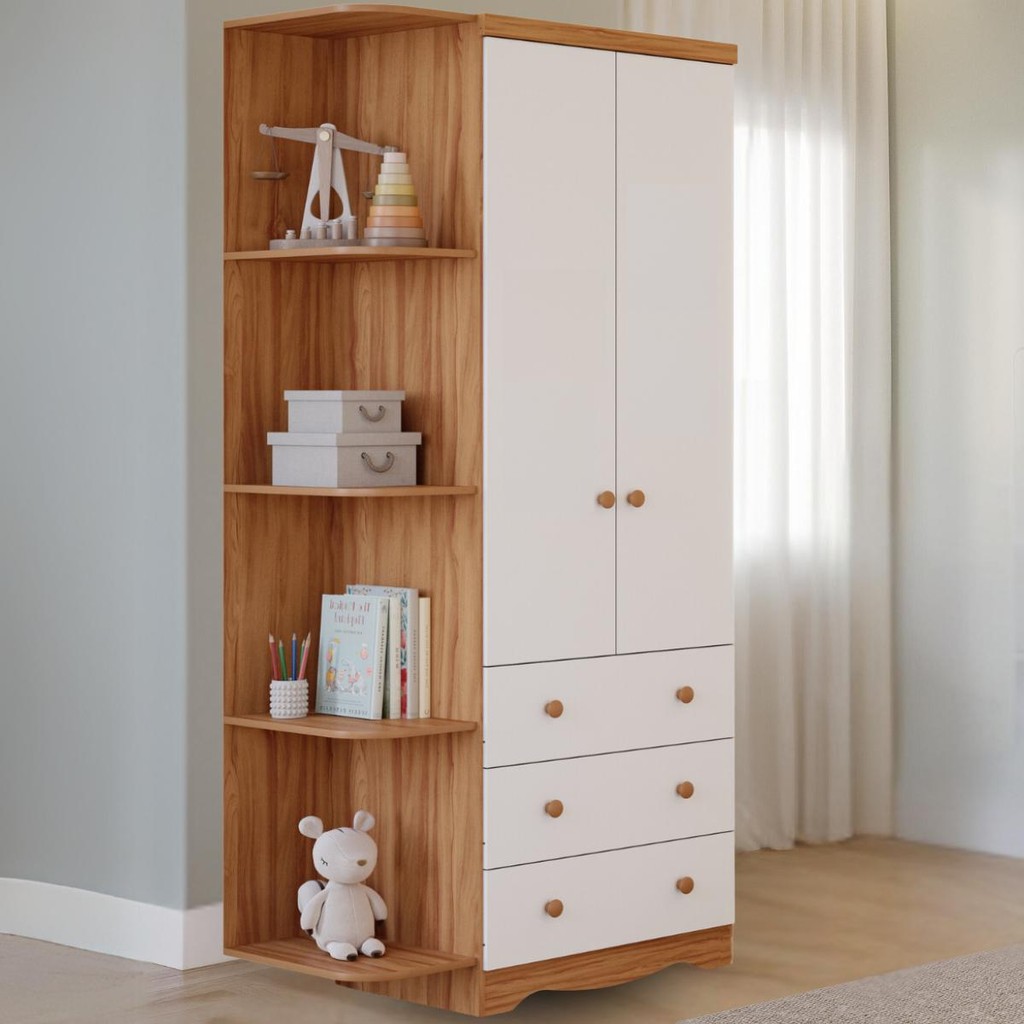 Guarda Roupa Infantil Smim 2 Portas 3 Gavetas com Prateleira 100% MFD Faura em Oferta na Shopee