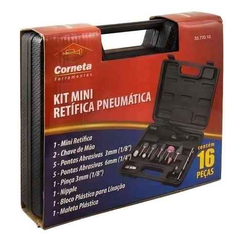 Maleta Micro Retífica Pneumática Com Vários Acessórios Corneta 3377010
