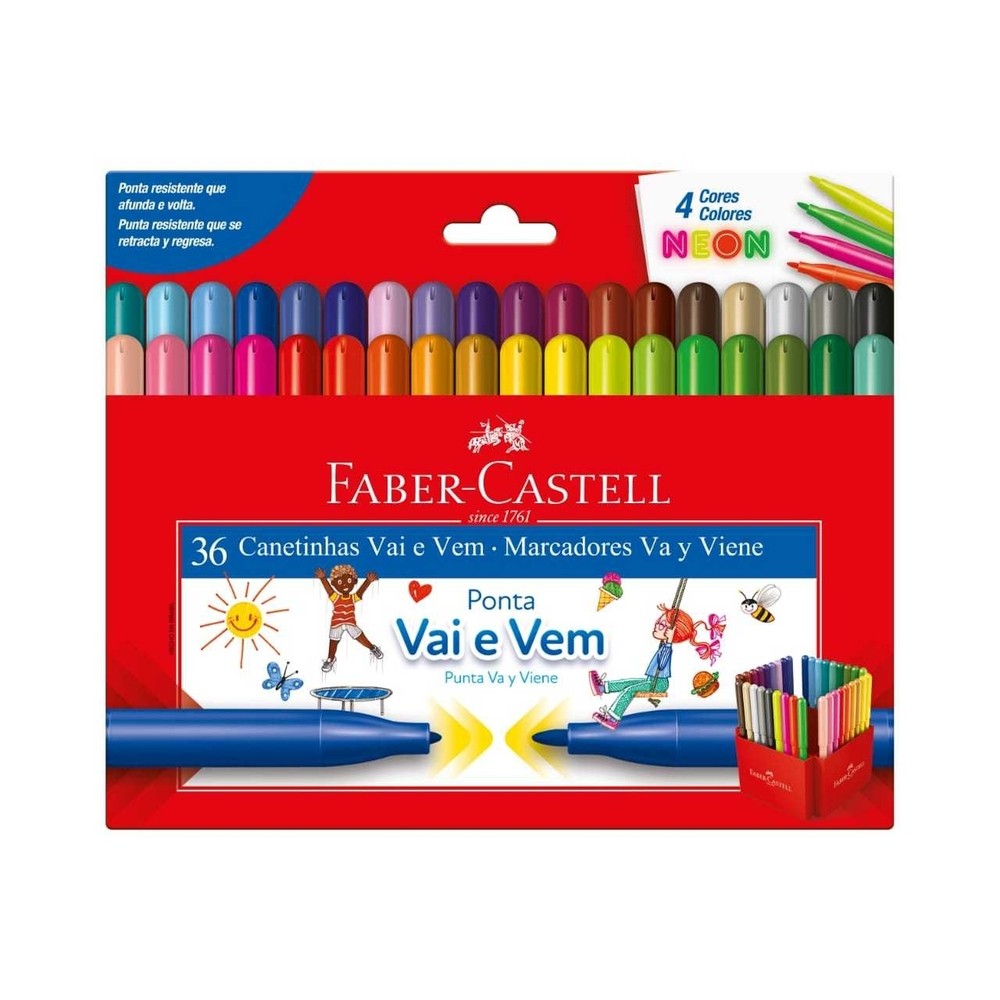 Canetinha Faber Castell Vai e Vem 36 Cores: Onde Comprar | BuscaProdutos