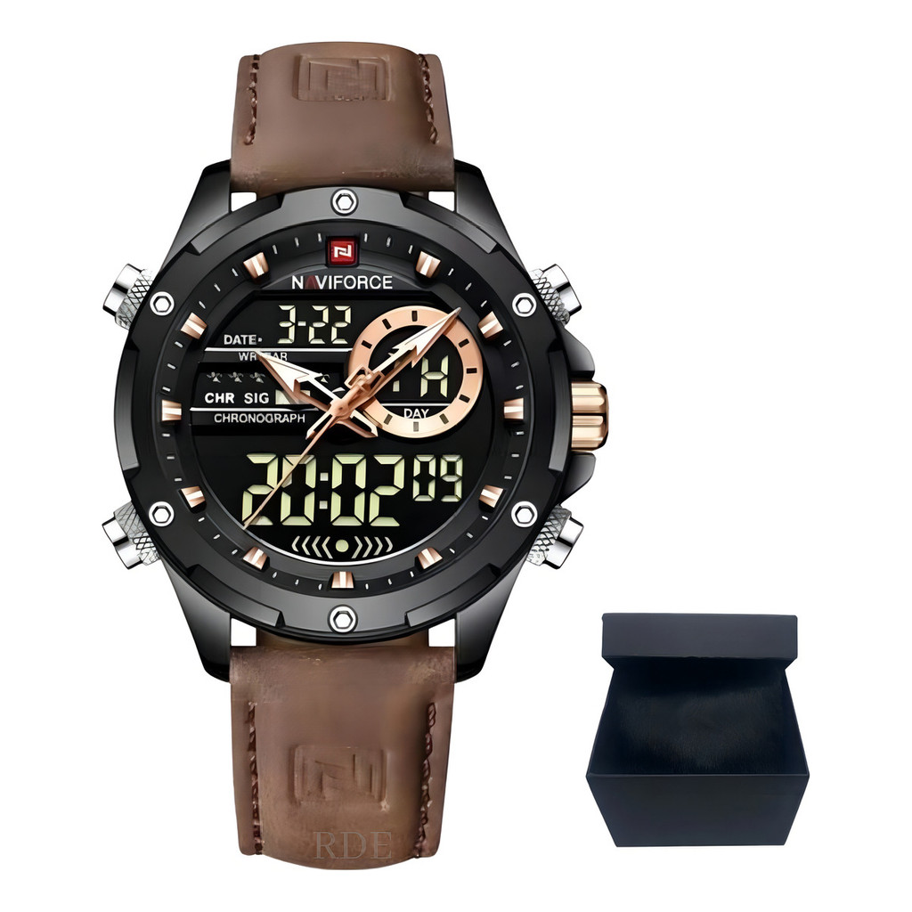 Relógio Naviforce NF9208 Masculino Analógico e Digital Esportivo Social Completo LED Cronômetro