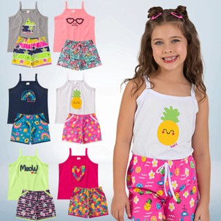 Conjunto Menina Blusa de Alça c/ Bordado e Shorts - Analê em Oferta na Shopee