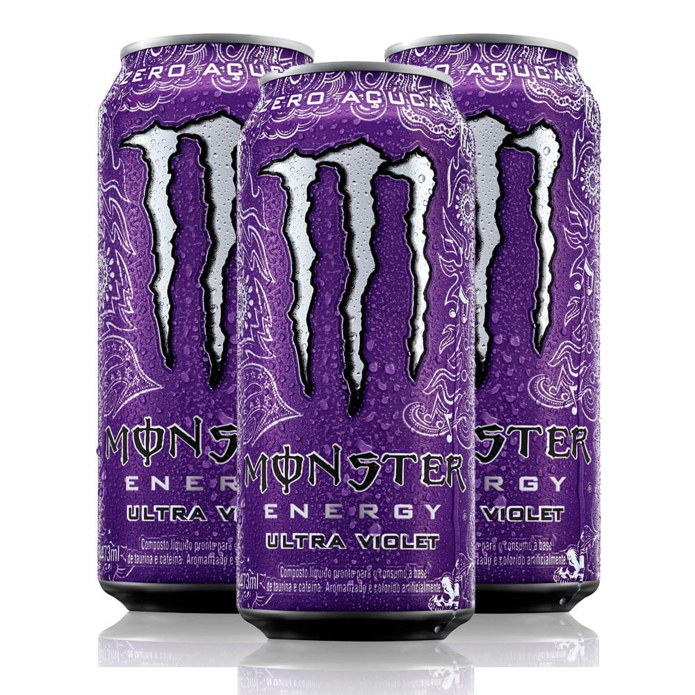 Kit 3 Energético Monster Energy Ultra Violet 473ml - Food & Beverages