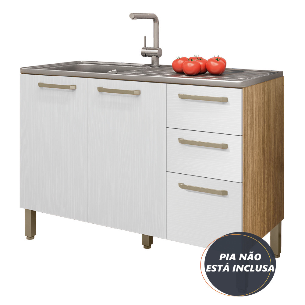 Balcão Gabinete Para Pia 1,20m Versalhes Kit's Paraná em Oferta na Shopee