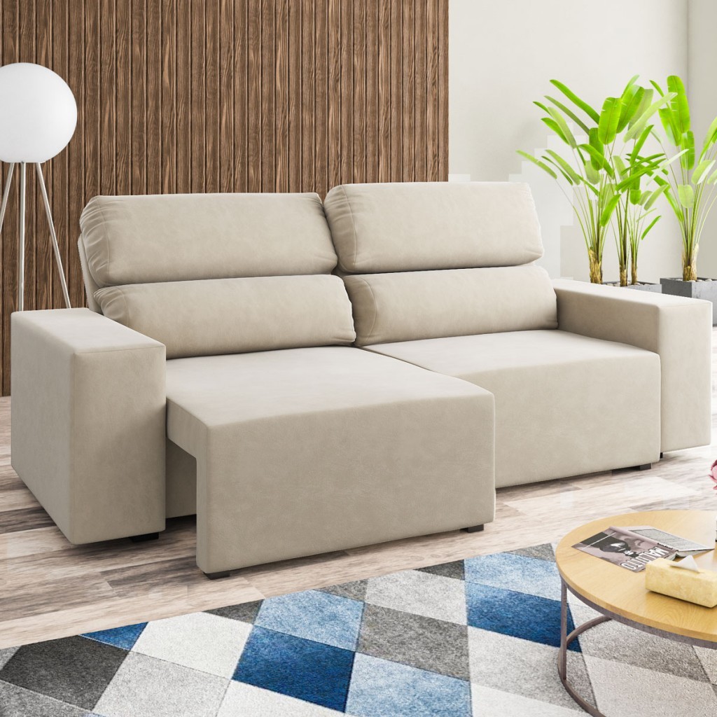 Sofá 3 Lugares Charm Nude - Home & Living