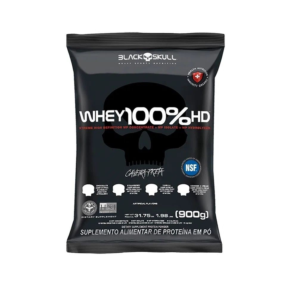 Whey 100% HD Refil (900g) - Sabor: Cookies Black Skull