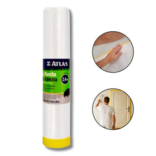 Plástico Filme Protetor Mascaramento 2,4m x 20m C/ Fita Adesiva Pintura Respingo Tinta Mancha Móveis em Oferta na Shopee