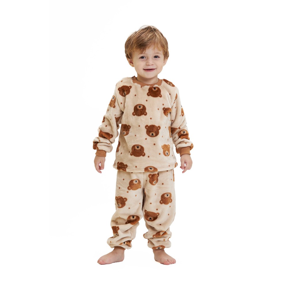 Pijama Inverno Longo Soft Fleece Ted Com Punho Bebê Menino Menina Ursinho Teddy