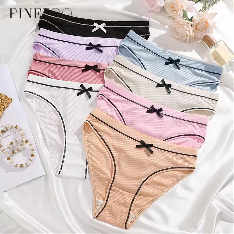 FINETOO Calcinha De Algodão Para Mulheres Com Laço , Roupa Íntima Respirável E Confortável , Feminina Fofa em Oferta na Shopee