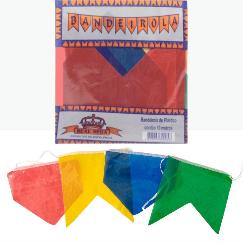 Bandeirinha de Plástico 10m Real Seda – Colorida