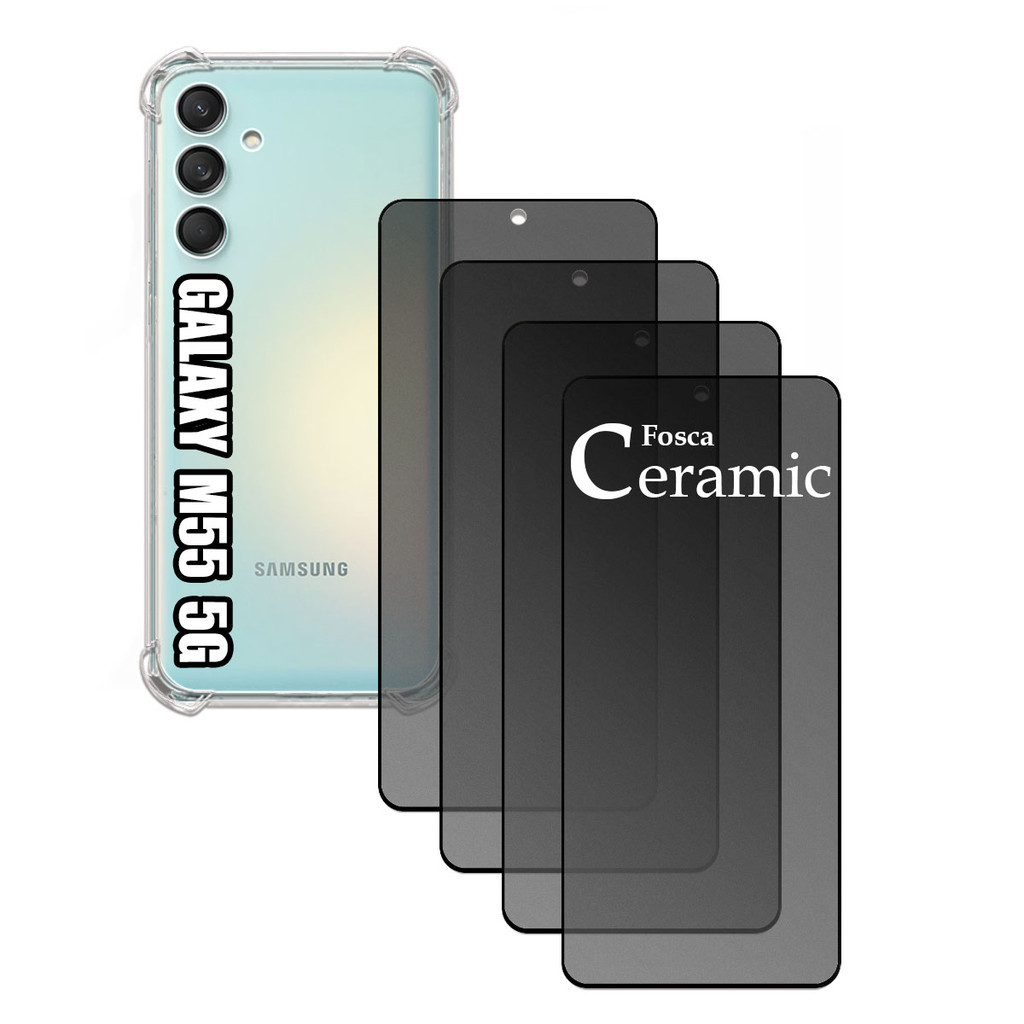 KIT Para Samsung Galaxy M55 - Película de Privacidade Fosca 9D + Capa