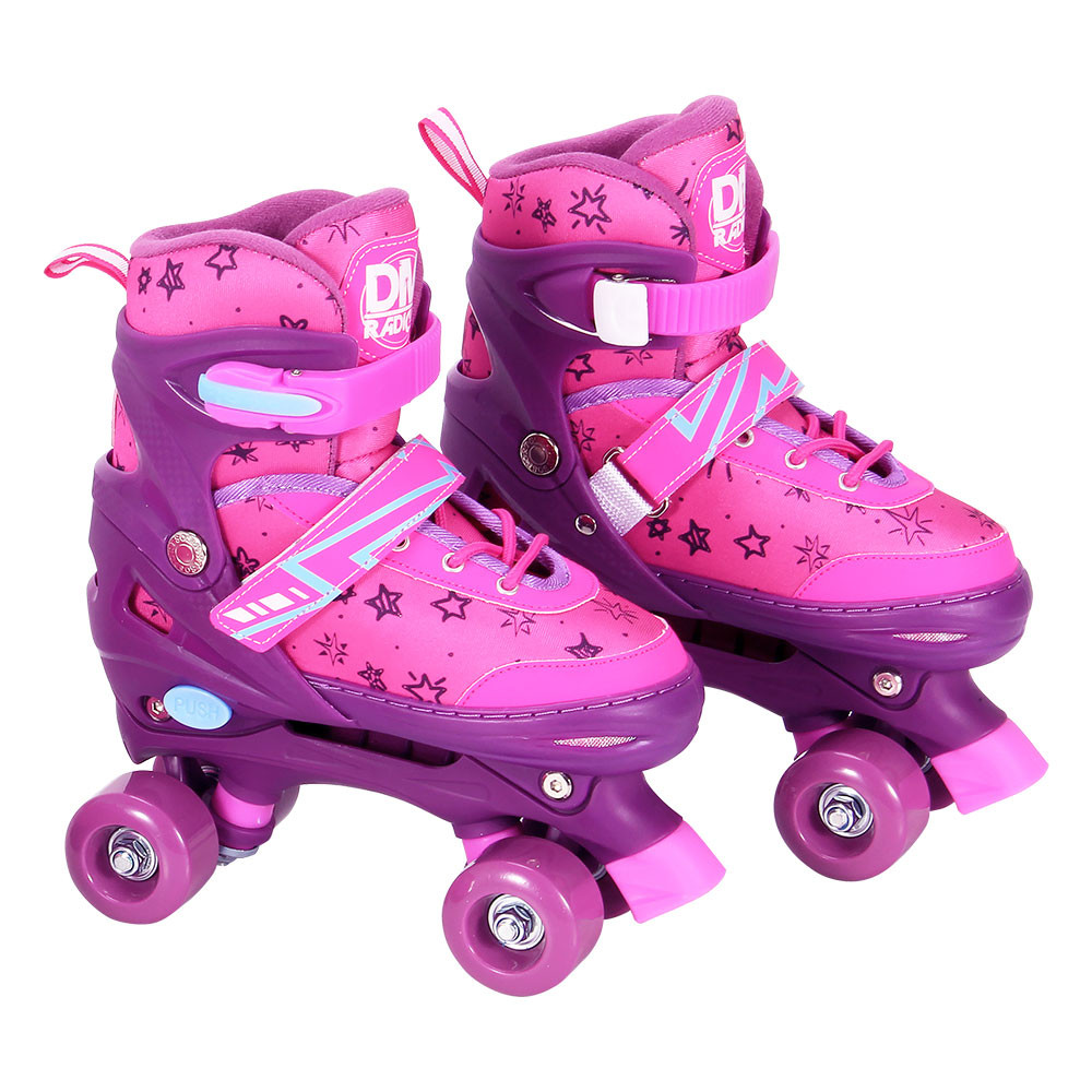 Patins Roller Ajustável Cadarço com Acessórios Rosa Tamanho G 38-41 DM Radical