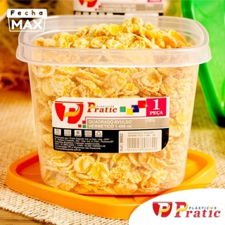 Pote Quadrado Hermético De Plastico 1.400ml - Fecha Maxx 1400ML  - PANAMI