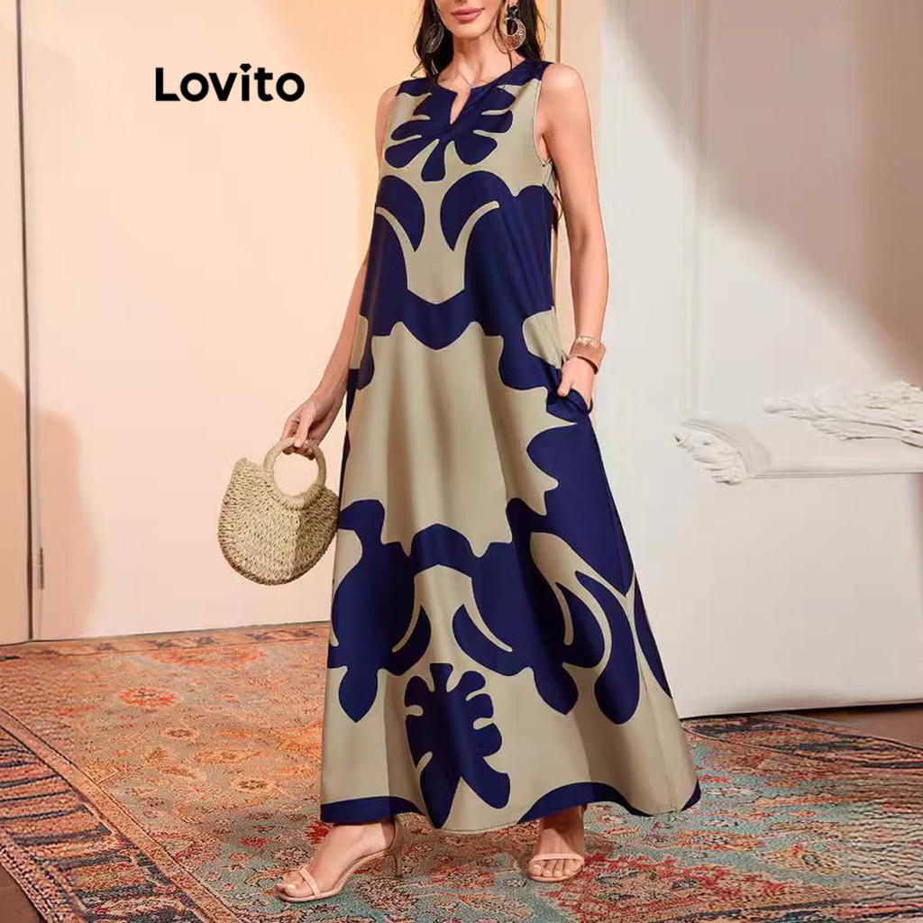 Lovito Vestido Elegante Com Estampa Tribal Para Mulheres LNL71111 - Women Clothes