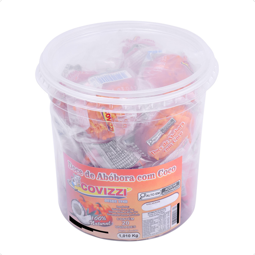 Pote Abóbora Com Coco Sabor Infância 20 unidades Covizzi 1Kg em Oferta na Shopee