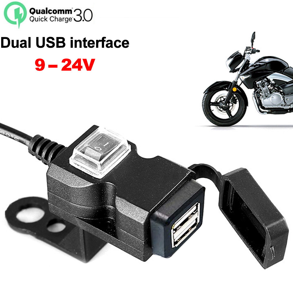 Carregador USB Duplo Atualizado Para Motocicleta , Com Interruptor Liga/Desliga , À Prova D'água , Guidão De Moto , De T em Oferta na Shopee
