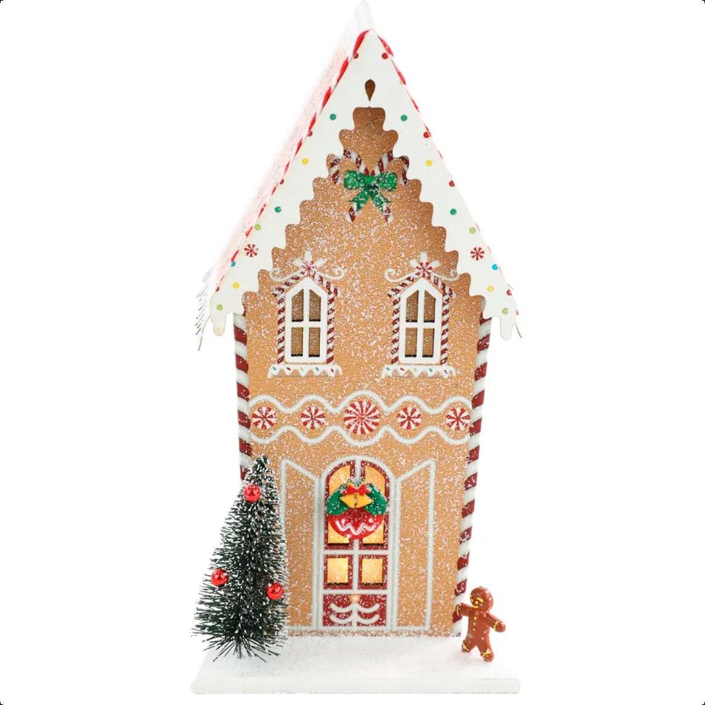 Casinha de Gengibre pra Comprar de Luxo 22 cm Iluminada com Led Decoração de Natal