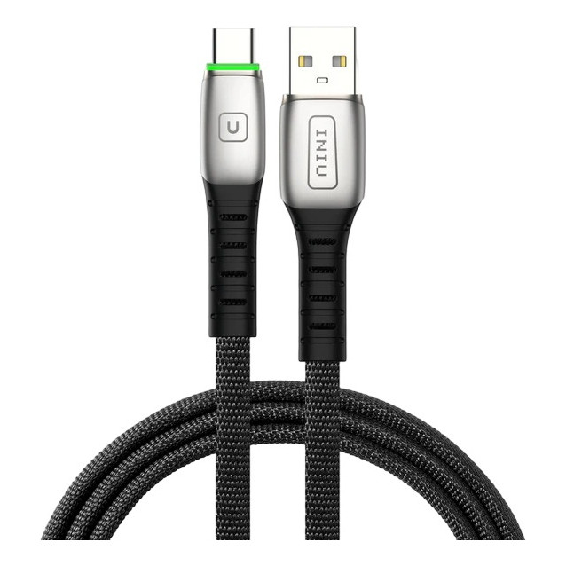 Cabo Carregador Dados Usb-c Led Quick Charge 3.0 1m Preto