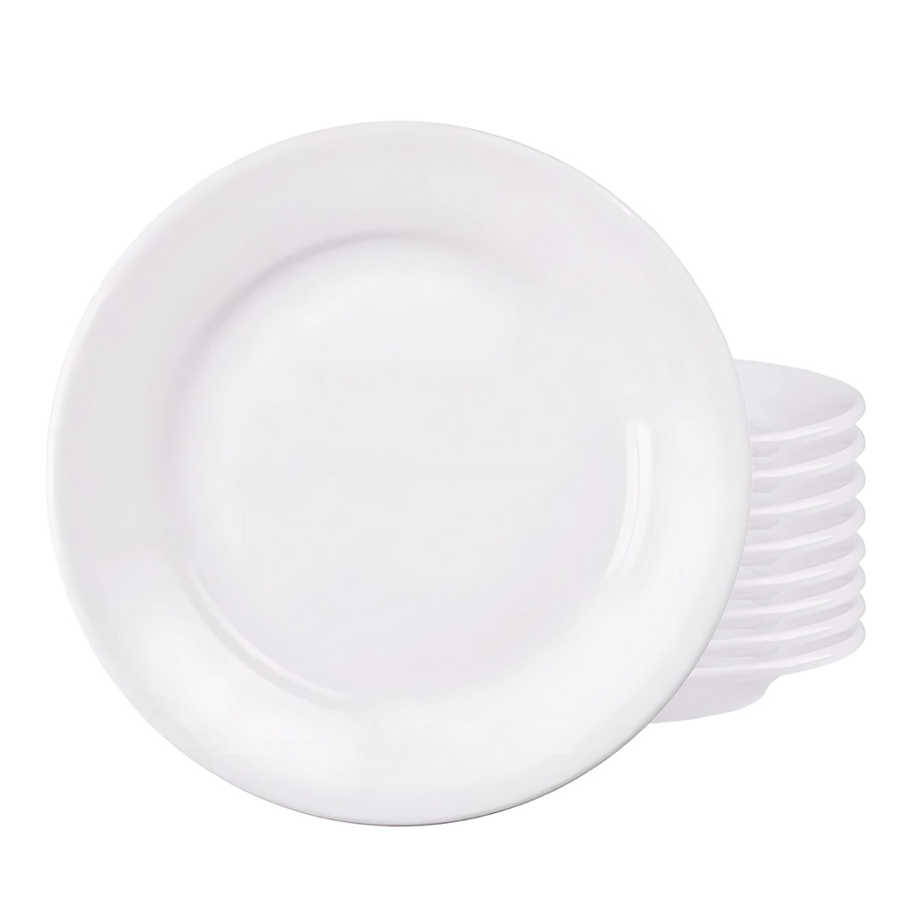 Jogo 8 Pratos Raso Tramontina 24cm Porcelana Branco Restaurante Buffet Hotel Bar Refeição - Home & Living