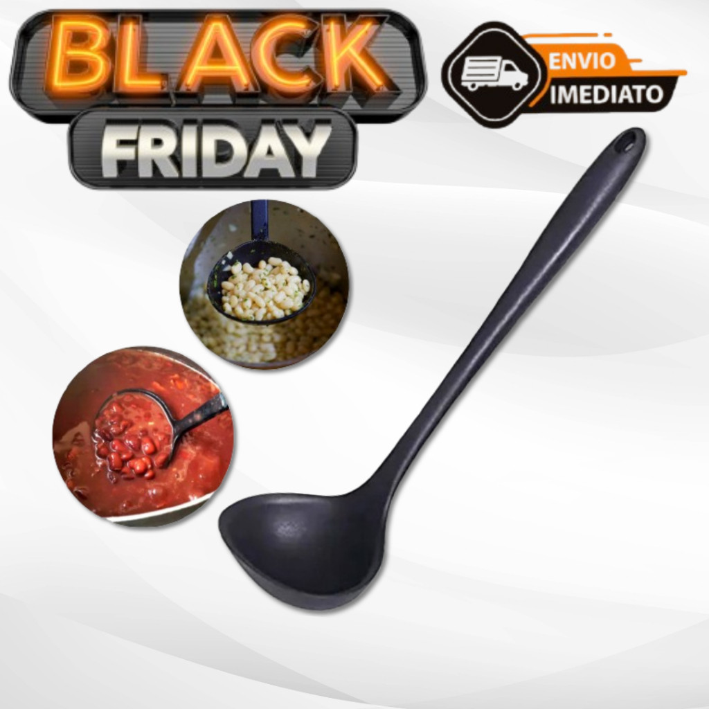 Concha De Feijão Silicone Utensílio de Cozinha 28,5 cm PRETA
