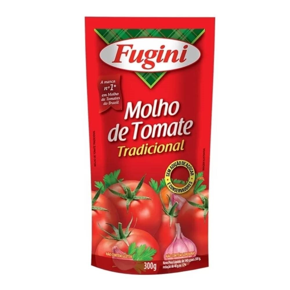 Molho de Tomate Fugini Tradicional Sachê 300g - Embalagem com 36 Unidades - Food & Beverages