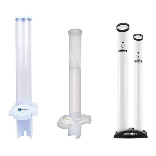 Kit Dispenser Poupa Copo Água Café Lixeira 2tubo Decoração