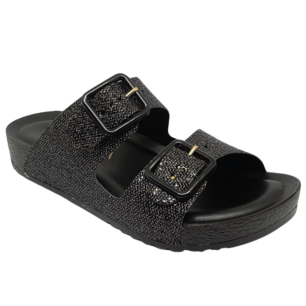 Chinelo Plataforma Confortável Feminino Birken Brilho Fivela Terra e Água