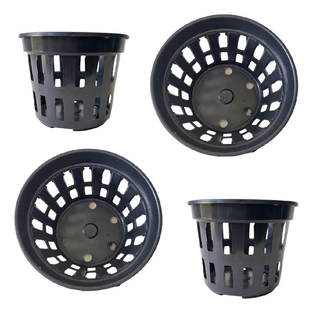 Kit 20 Vasos Vazados Para Plantar Plantas E Orquídeas Samambaias Pote Furinhos Vs 15 Plástico Preto Decoração Ambientes