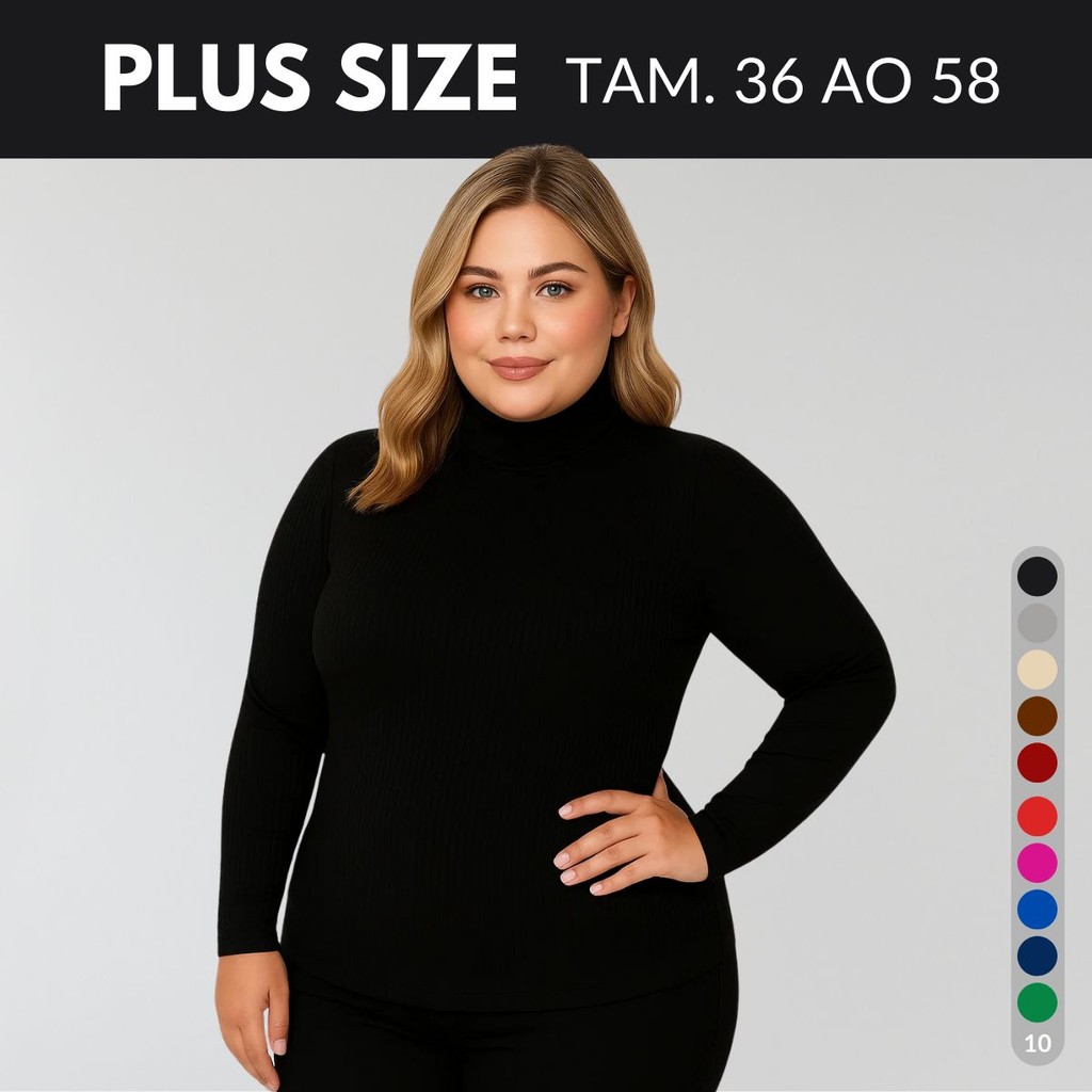 Blusa Plus Size Feminina Blusa Manga Longa Feminina Cacharrel Feminino Sueter Feminino Gola Alta
