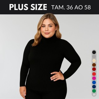 Blusa Plus Size Feminina Blusa Manga Longa Feminina Cacharrel Feminino Sueter Feminino Gola Alta