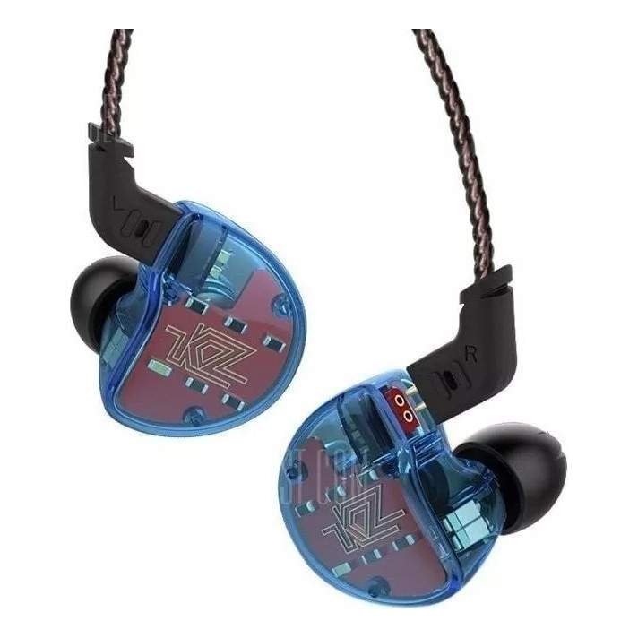 Fone De Ouvido In-ear Retorno De Palco Profissional Com Fio Sem Microfone Gamer Kz Zs10 Blue
