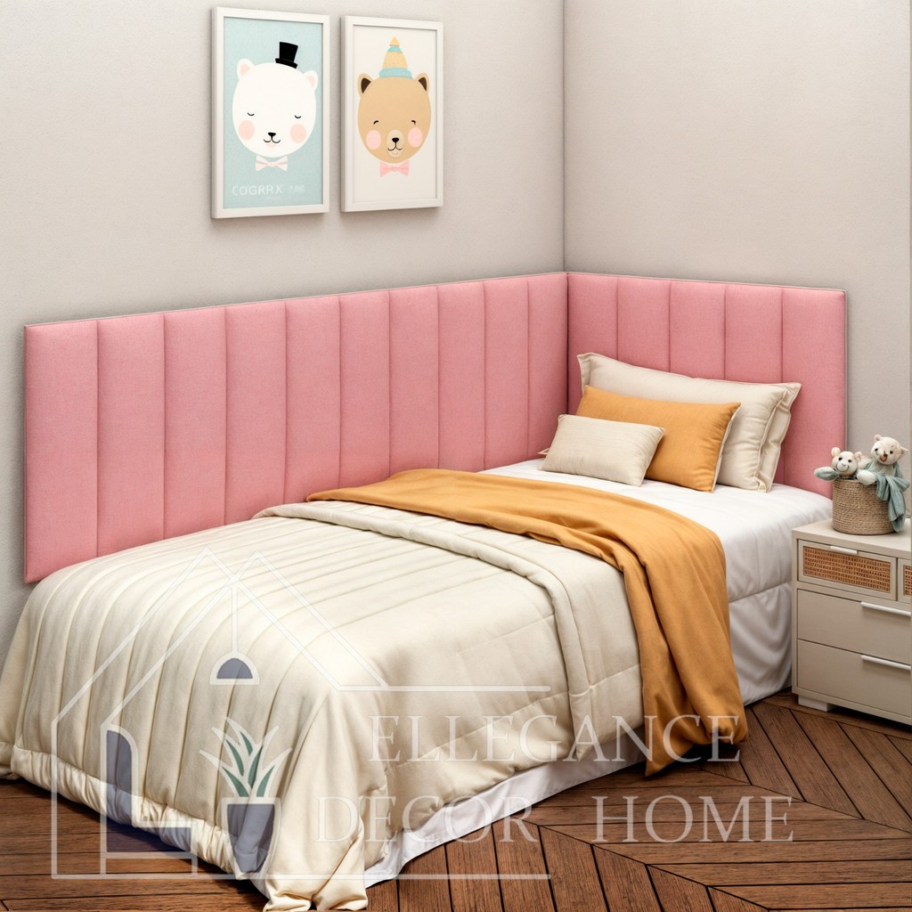 Kit Cabeceira em L Adesiva Estofada Para Cama de Solteiro, Casal, Queen e King - Entrega Rápida