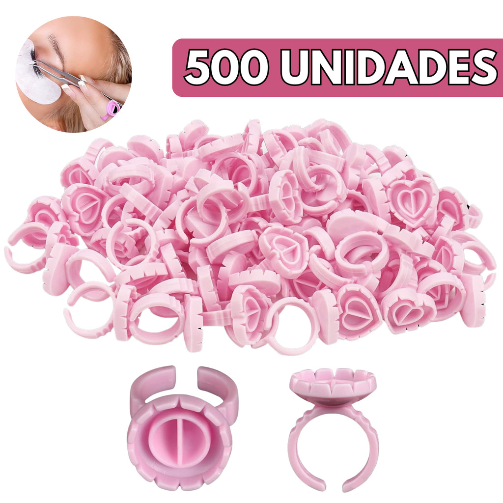 Kit Anel Batoque Descartável Com Divisória Para Alongamento De Cílios - Escolha Seu Kit