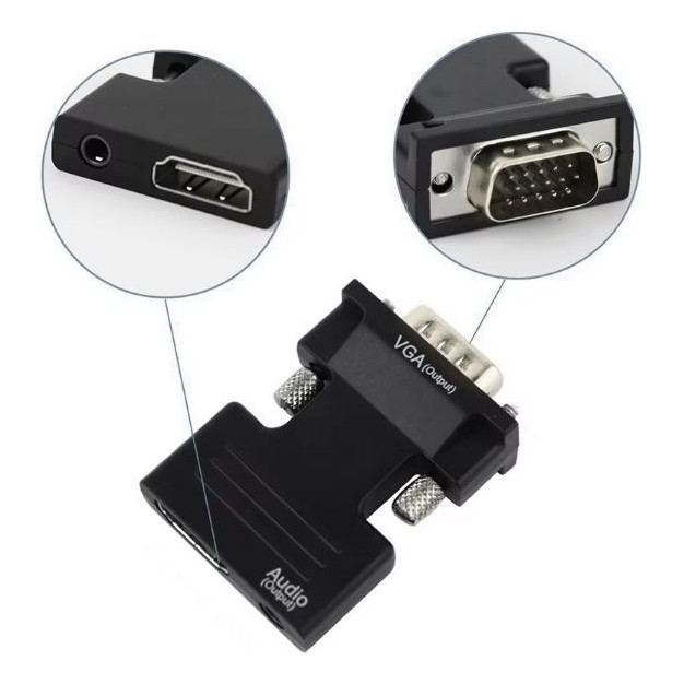 Adaptador Conversor Vídeo Hdmi Fêmea Para Vga Macho Monitor Preto Hdmi Para Vga Adaptador Conversor Vídeo Hdmi Fêmea P