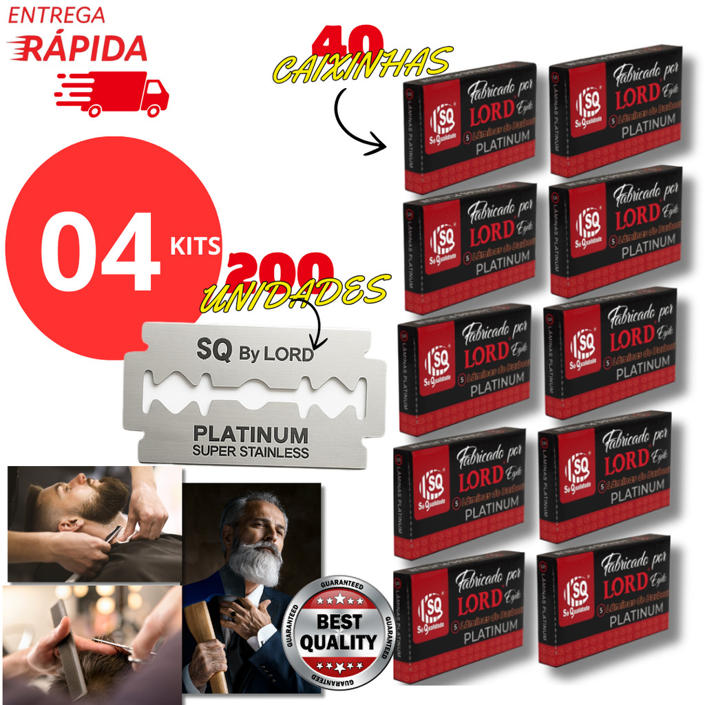 Kit 200/100/150/50un Lâmina Para Barbear LORD PLATINUM Profissional Gillete Para Barbeiros