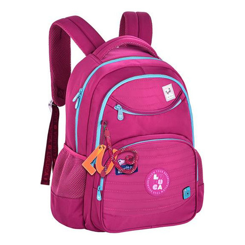 Mochila Luluca De Costa Com Chaveiro Estampada  - Rosa-chiclete