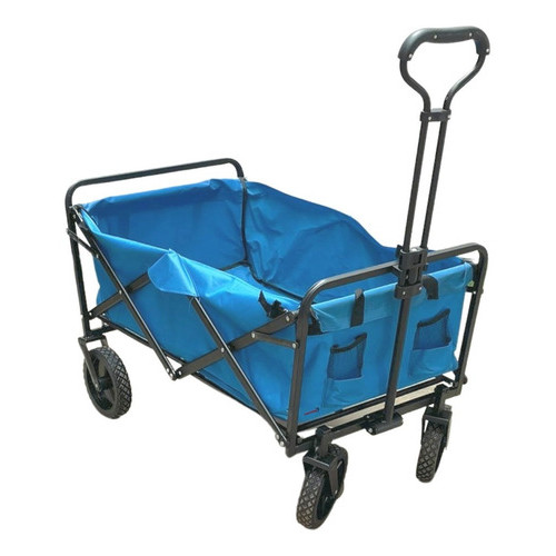 Carrinho Dobrável Articulado Camping Praia Pesca 80 Kg Azul