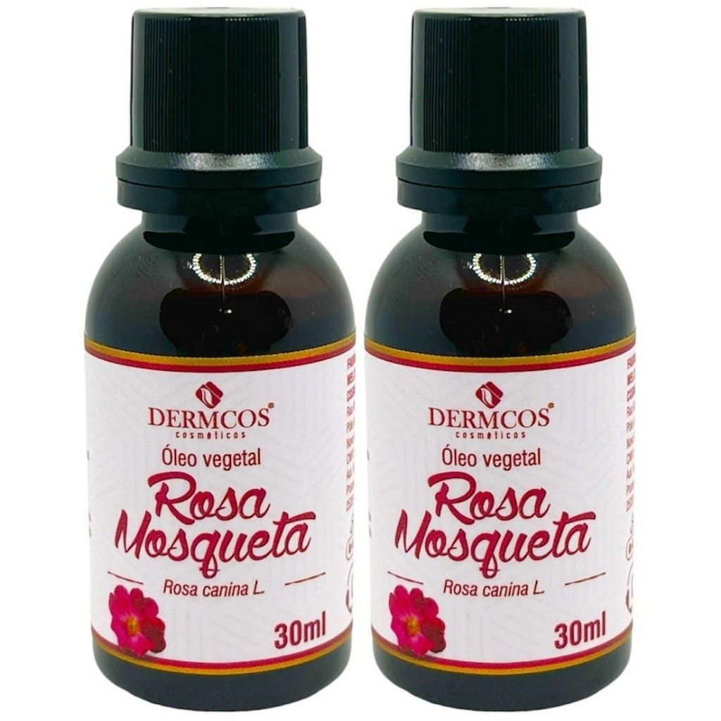 Kit 2 Óleo Rosa Mosqueta Puro Clareador de Manchas no Rosto e Corpo - Dermcos