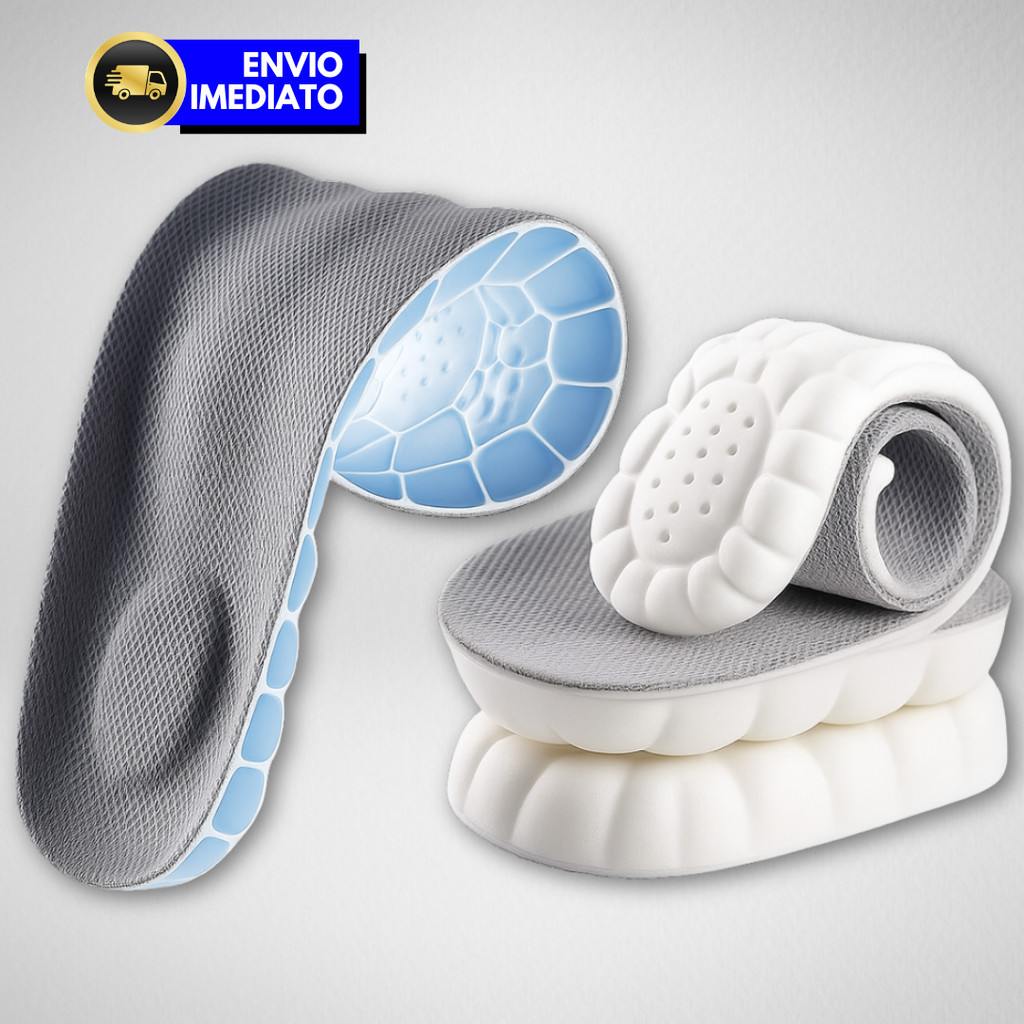 Palmilha De Altissimo Conforto 4d Tênis Sapatos Ortopédica Gel Macia Suporte de Arco Antio...