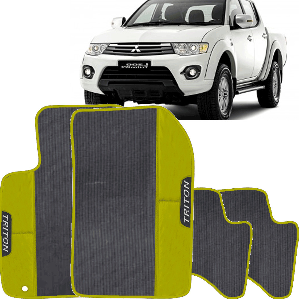 LINDO JOGO TAPETE 4 PEÇAS  AUTOMOTIVO   AMARELO Mitsubishi   L200 Triton 2013 a 2018  EMBORRACHADO