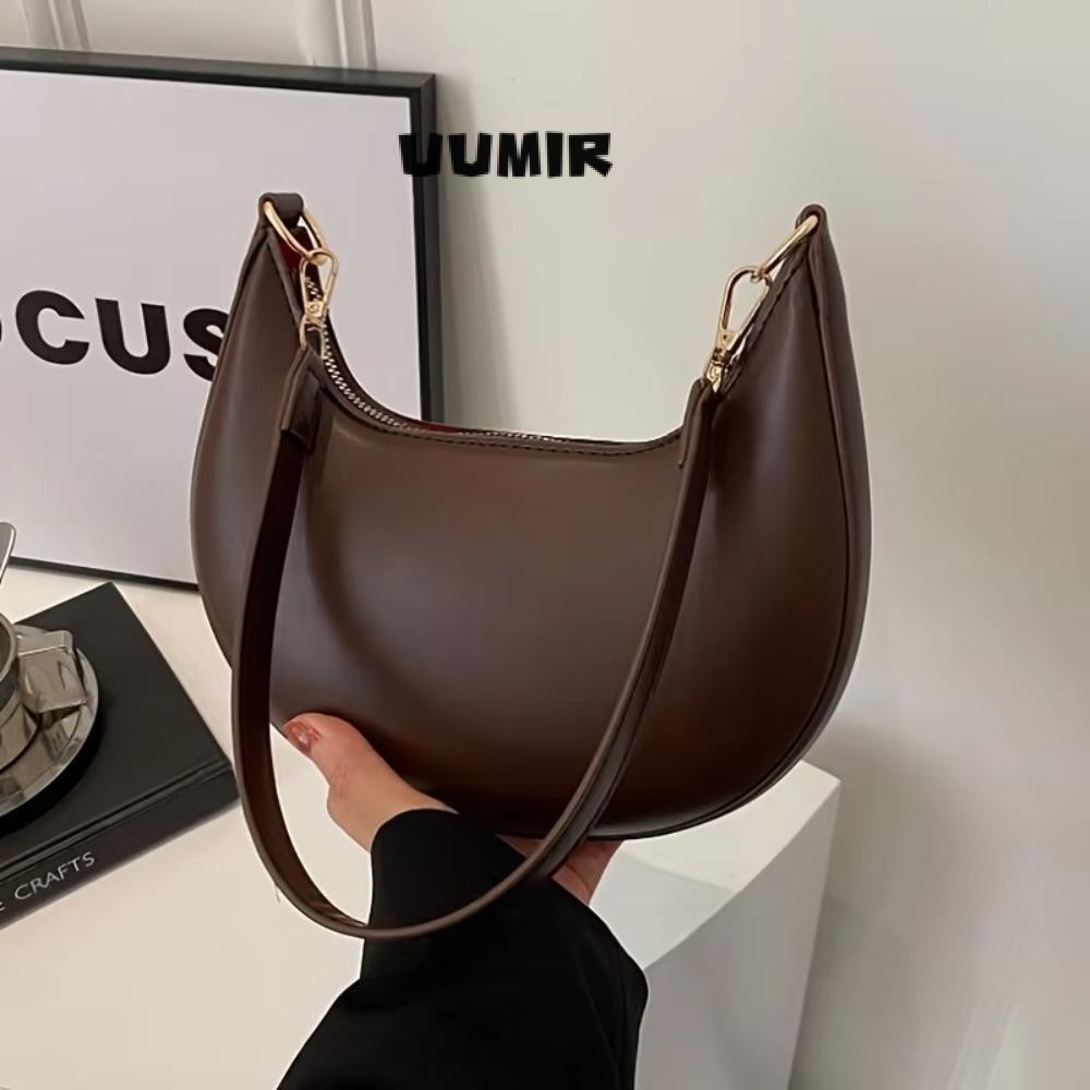 UUMIR Bolsa De Ombro , Couro PU De Cor Sólida Nas Axilas Casual De Grande Capacidade Em Forma De Lua Feminina